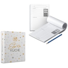 itenga Rezeptordner Ringbuch Sterneküche gelb grau A5 mit Rezeptblock 50 Seiten