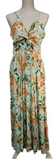 Women's Nostalgia Maxi Dress XL Sleeveless Smocked Gauzy Blue Floral Y2K Beach