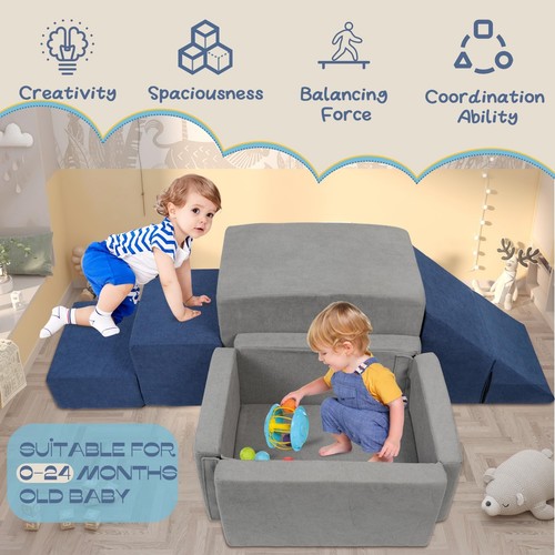 Foam Kids Climbing Toy Indoor with Soft Fabric,7 PCS Climb and Crawl Activity... - Picture 4 of 8