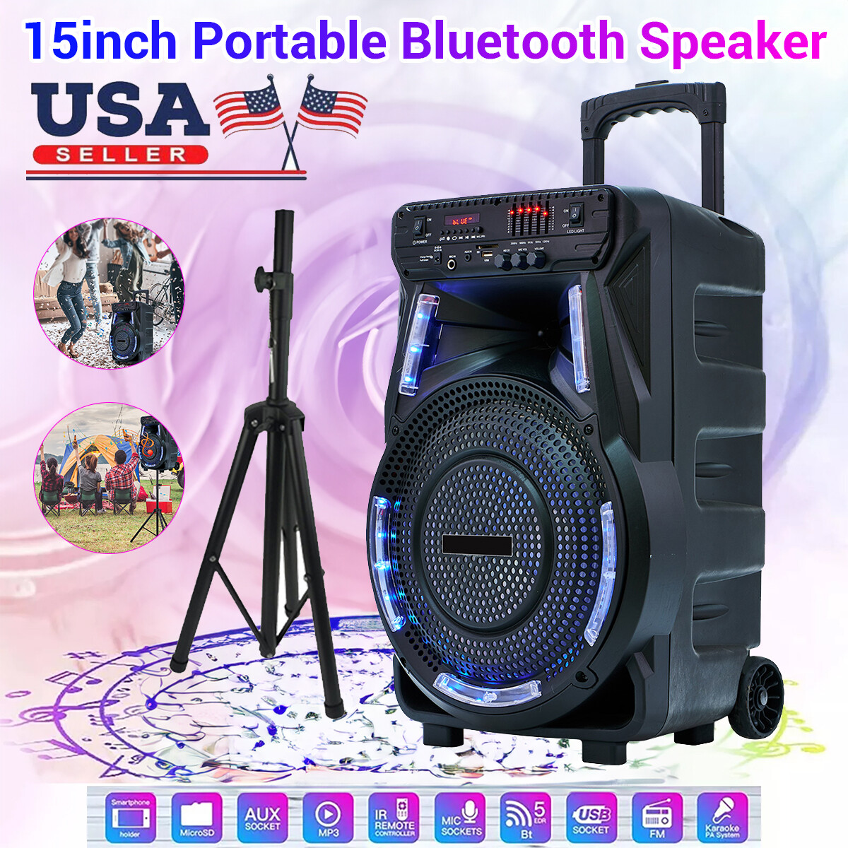 2700W Trolley Bluetooth Speaker Rechargable 15