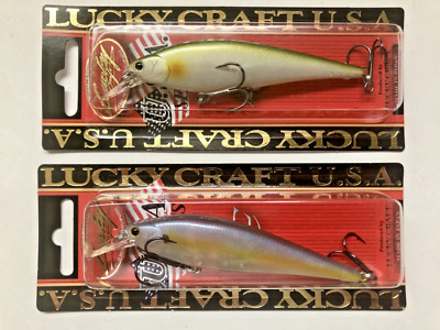(Lot of 2) lucky craft pointer 95 bass jerkbait Pearl Ayu / Chartreuse Shad