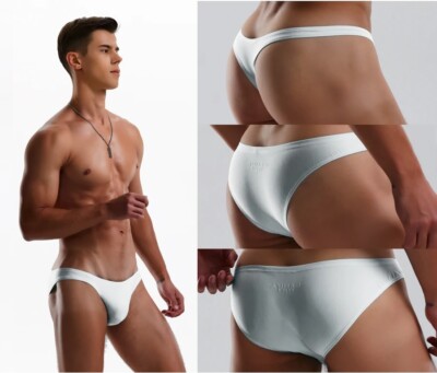 Mens White Swim Briefs Thong Sexy Swimsuit Fashion Beach Bikini Bathing Suit