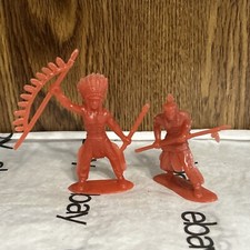 Vintage Native American Toy Figure Lot 2. 3.5" And 2.5" Tall.