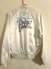 Vtg “dodge Girls Have More Fun” Satin Jacket Pearl White Women Sz L Embroidered