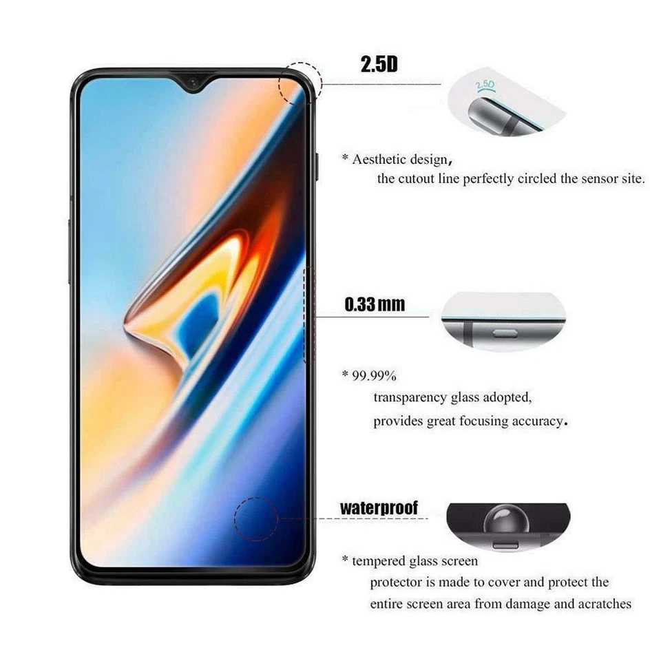 Protector de pantalla de vidrio templado cobertura completa OnePlus 8T Pro 8 7 7T 6 6T 5 5T 3T Foto 2 de 4