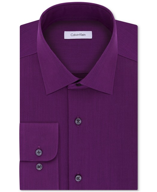 Nwt 175 Calvin Klein Men RegularFit Purple LongSleeve Dress Shirt 16