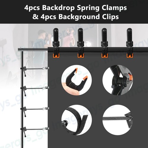 Photo Studio 4x85W LED Softbox Lighting Umbrella Light+3 Backdrop Stand Kit - Picture 9 of 12