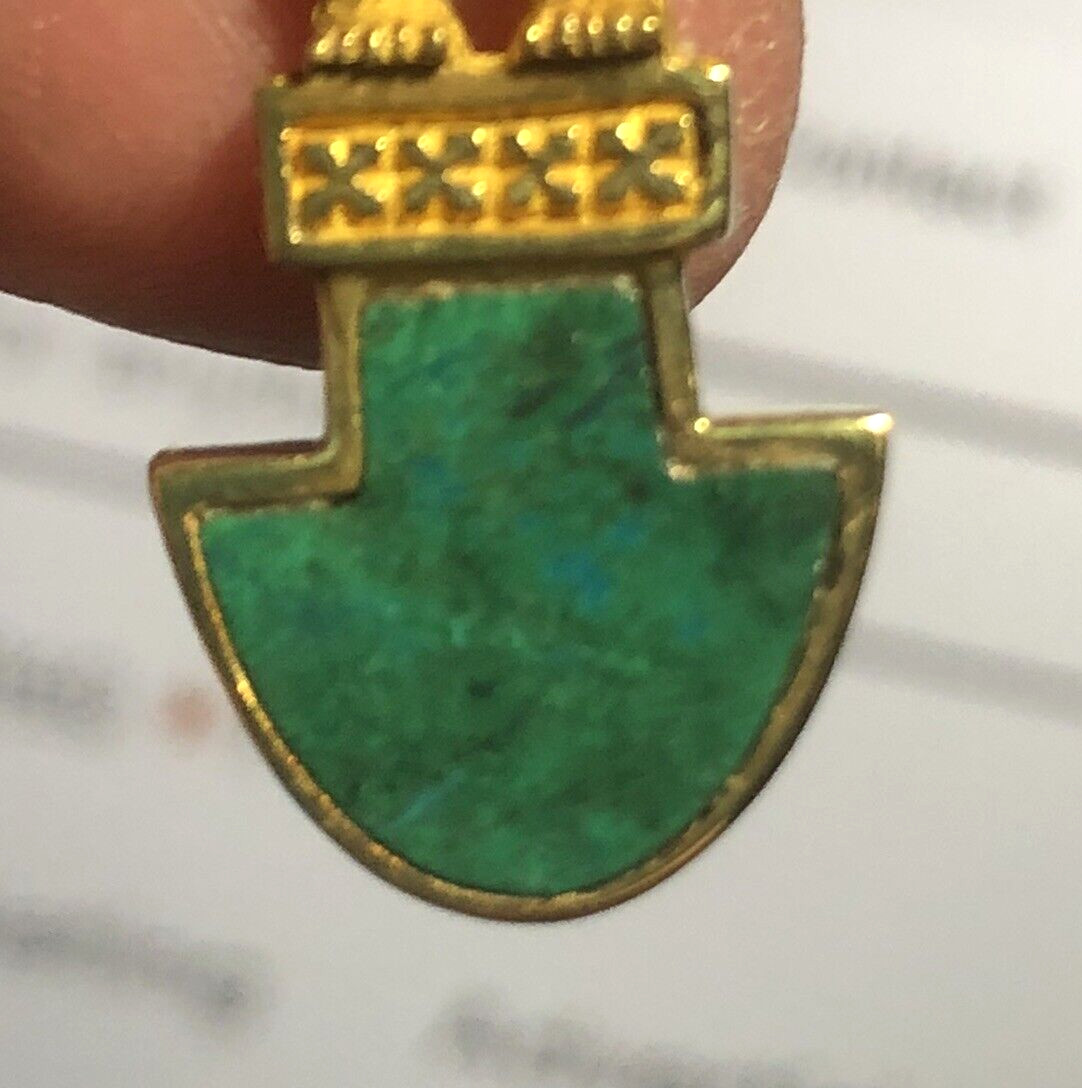 Peruvian Tumi 18k Solid Gold Green Malachite Inla… - image 15