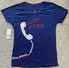 Taylor Swift T Shirt, Women’s Small, Like Ever, 2012, T025, Telephone, Navy.