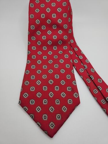 Mario Valentino Red Geometric Neck Tie Italian Silk WPL 2831 Made in the USA - 第 1/7 張圖片