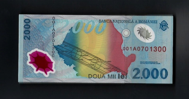 Romania 2000 LEI P-111 1999 x 100 Pcs BUNDLE Commemorative 001A 1st Pfx UNC NOTE