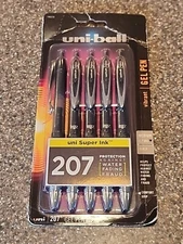 5 Pack uni-ball 207 Gel Pens Medium Black Ink 0.7mm Tip New In Package 