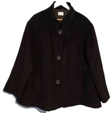 Elvi Black Women's Jacket Plus Size 3 24 / 26 Length 31 Inches 73% Wool Blend