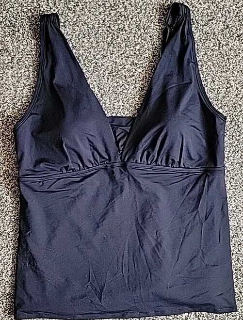 Lands' End Women's 18 XL Black Tankini Swing Top Swim VNeck Padded
