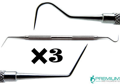 Set of 3 Dental Explorer 6/23 Probe Diagnostics Premium Instruments