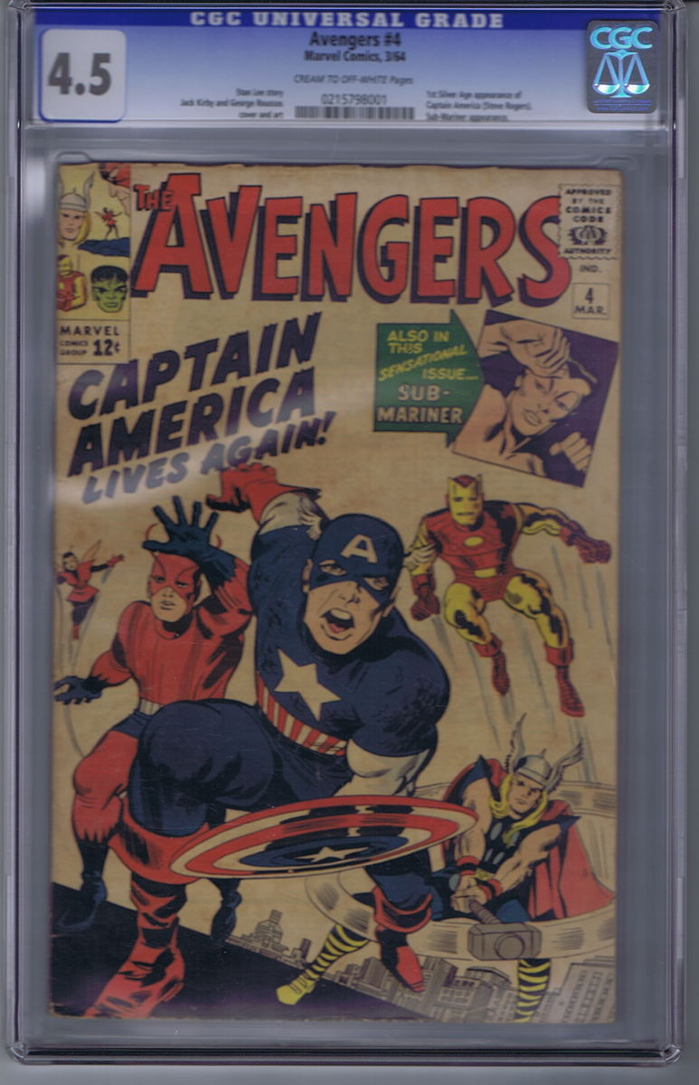 Avengers #4 Marvel 1964 CGC 4.5 (VG +) 1ST S.A. APPEARANCE OF