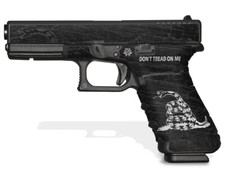 Glock 17 Gen 4 Decal Grip - Don't Tread On Me Black White