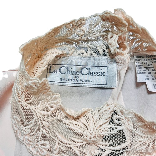 Blusa La Chine Clásica Galinda Wang Rosa Encaje Cuello Alto Talla 8 Manga Larga - Imagen 4 de 15