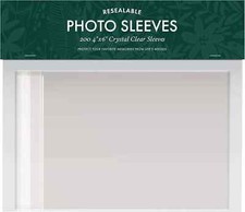 4x6 Photo Sleeves 200 Count  Crystal Clear Archival Plastic Sleeves with Self