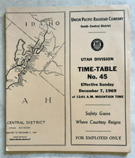 Vintage 1969 Union Pacific Railroad Utah Timetable #45 For Employees Pamphlet