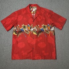 Winnie Fashion Hawaiian Shirt Mens XL Macaws Cockatoos Red Made in USA