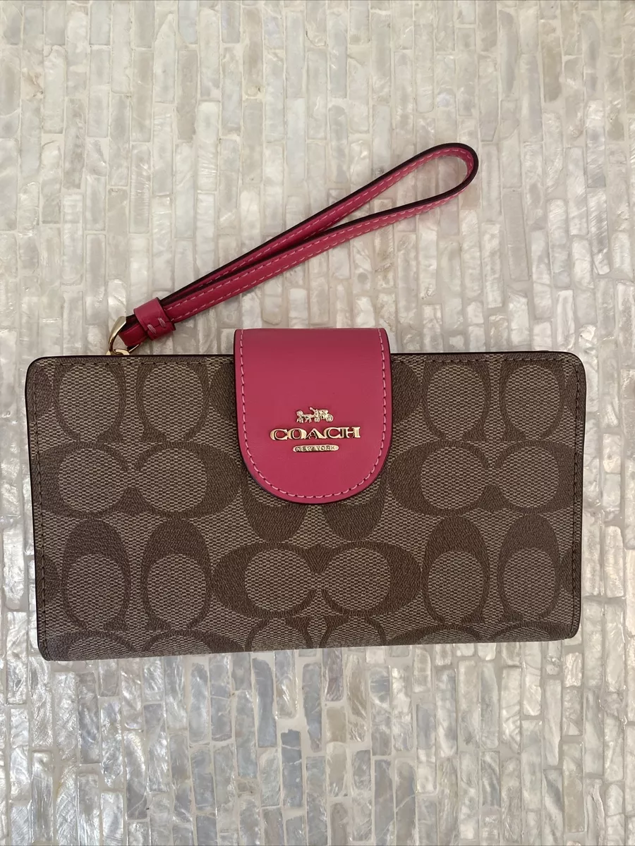 Coach Tech Phone Wallet In Colorblock Signature Canvas Im Khaki