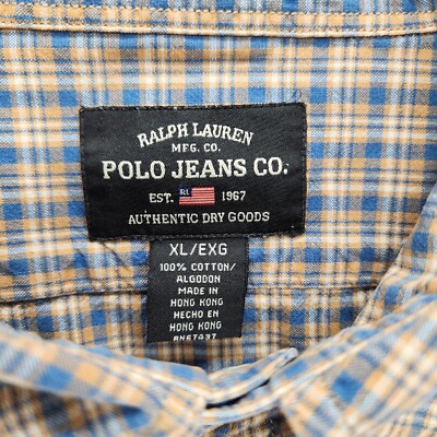 Ralph Lauren Polo Jeans Co Shirt Mens XL Button Up Yellow Plaid | eBay