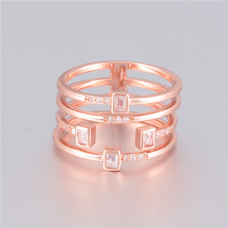 Fashion Rose Gold Filled Women's Wedding Rings Jewelry Cubic Zirconia