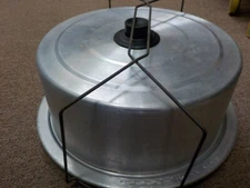 3 Piece Vintage Century Aluminum Ware Cake Carrier Saver Wire Latching Handle