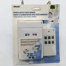 Woods 59780 Power Outlet With Remote Indoor 2 Outlet. From 50 FEET. NEW SEALED