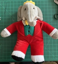 Vintage Gund Babar the Elephant Plush 1988 Macys 14  Stuffed Animal Red Suit