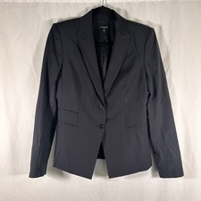 Ann Taylor Blazer Women's 4 Black 2 Button Virgin Wool Blend Office Work