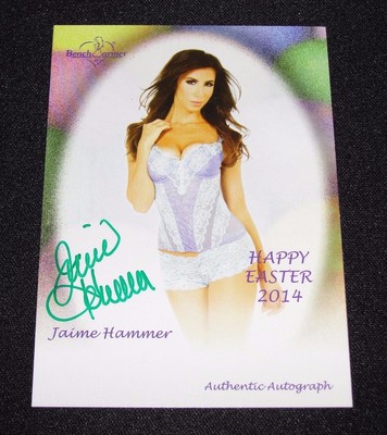 2014 Benchwarmer JAIME HAMMER Happy Easter Green Ink Auto PLAYBOY Penthouse Pet