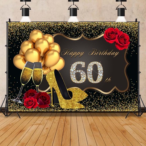 7x5ft Women 60th Birthday Decorations Happy Birthday Backdrop Photography Bac...
