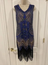 Babeyond S Blue Gatsby Flapper Party Midi Dress Sequins Black