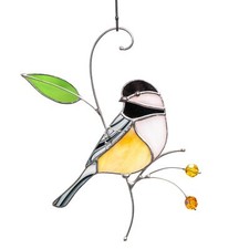 Gift Birds Handmade Chickadee Stained Glass Suncatchers Genuine Stained Glass...