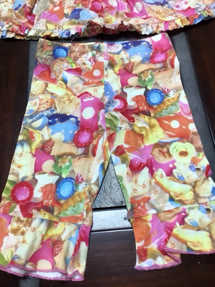 OILILY Conjunto de Vestido y Pantalones Niñas Pequeñas 2-3 EU-86-92 Pastel Floral Usado en Excelente Condición Portugal Foto 2 de 4