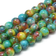 50 Speckled Glass Beads 8mm Assorted Lot Mixed Bulk Jewelry Supplies Rainbow