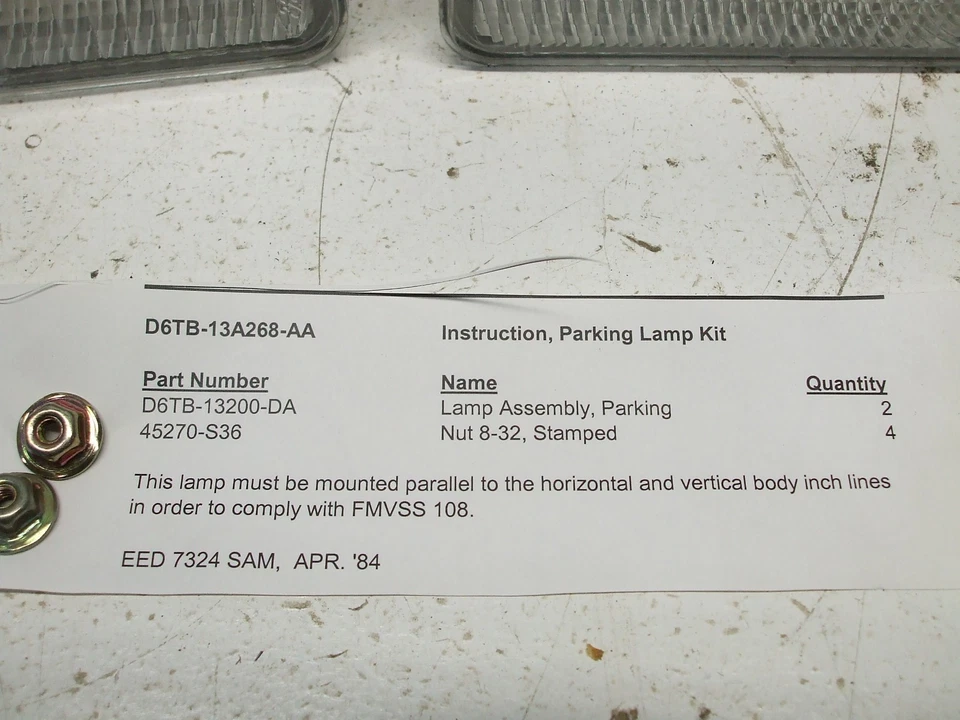 JUEGO NOS 1973-1977 Lámpara de Estacionamiento Ford Truck F150 F250 F350 Conjunto Señal Trun Foto 2 de 4