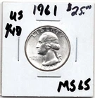 1961  Silver  US 1/4 Dollar Coin - BU
