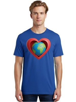Earth-In-Heart-1 Mens Graphic Tee, 100% Cotton, Casual Summer Wear