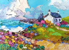 Original Oil Painting Irish Landscape Impasto Small Artwork on Canvas board 5x7