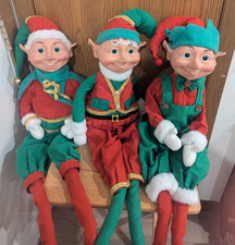 Jolly Holiday Elves-4 Feet Tall Christmas Decor Bendable/Standing- Set of Three