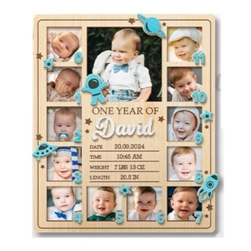 Marco de fotos de bebé de primer año imagen mensual nombre personalizado GRAN IDEA DE REGALO Foto 2 de 4