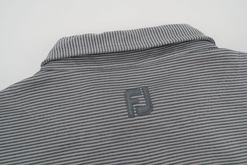 Footjoy Para Hombres XL Gris Rayas Golf Rendimiento Manga Larga Polo Elastizado Foto 2 de 4