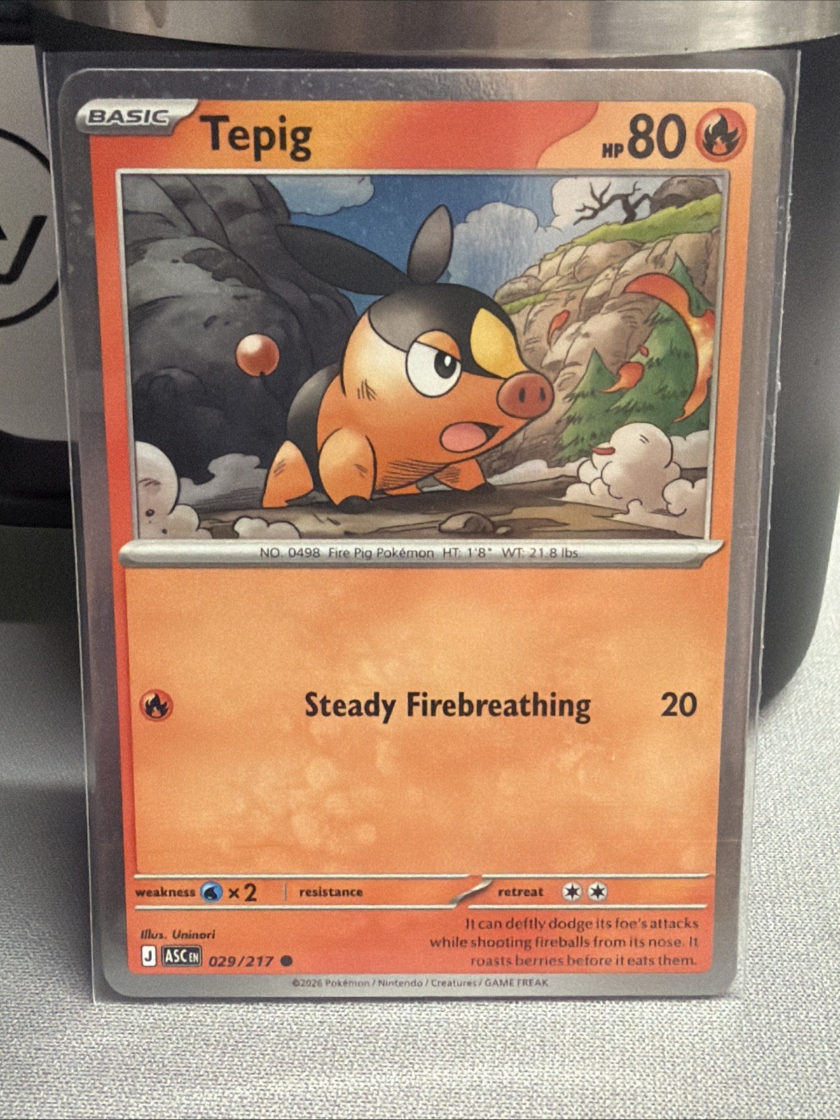 Pokemon Ascended Heroes #29 Tepig Cosmos Holo With Swirl