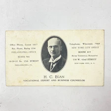 H C Egan Vocational Expert Business Counselor Card NY & Philadelphia Offices VTG