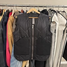 Rick Owens Quilted Vest Mens Large Black Zip Front Performa FW20 Nylon Pockets