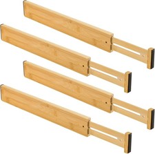 Adjustable Bamboo Drawer Dividers - 4 Pack - Expandable Kitchen&Office Organizer