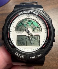 Vintage Casio AW-21U World Time Digital Quartz Watch
